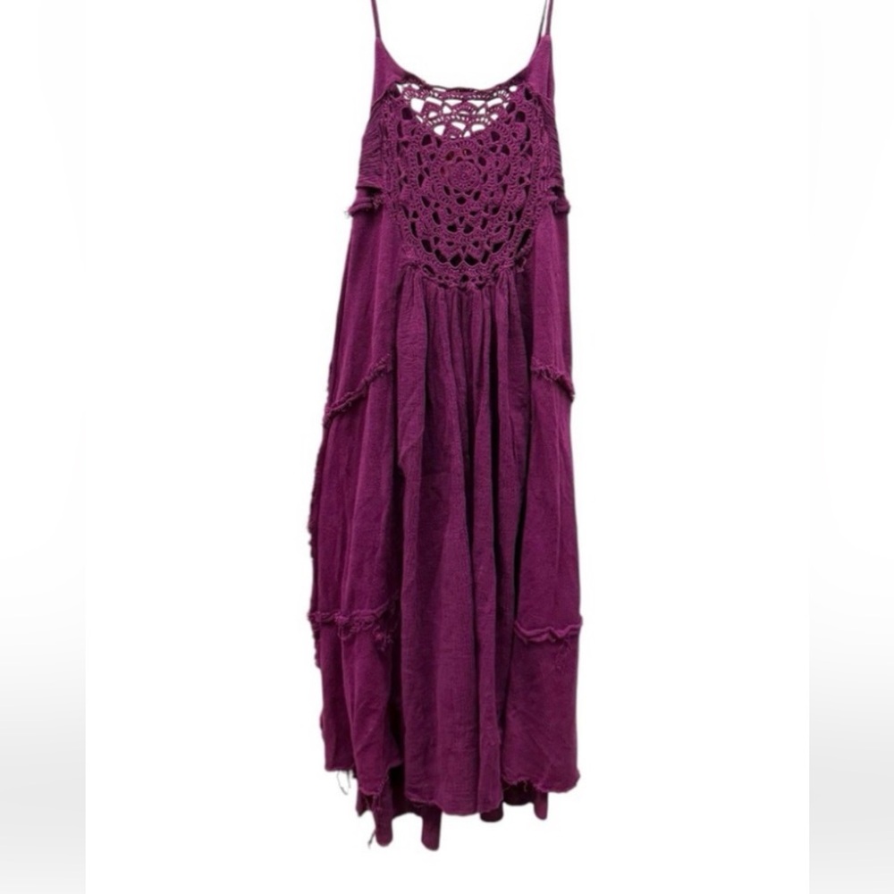 Free People Maxi Dress Beachy crochet vintage Gabriella Montez